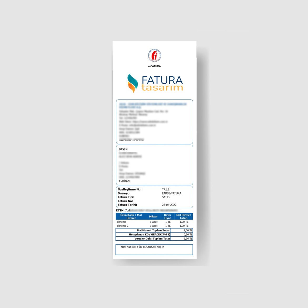e-fatura barkod tasarımı 1
